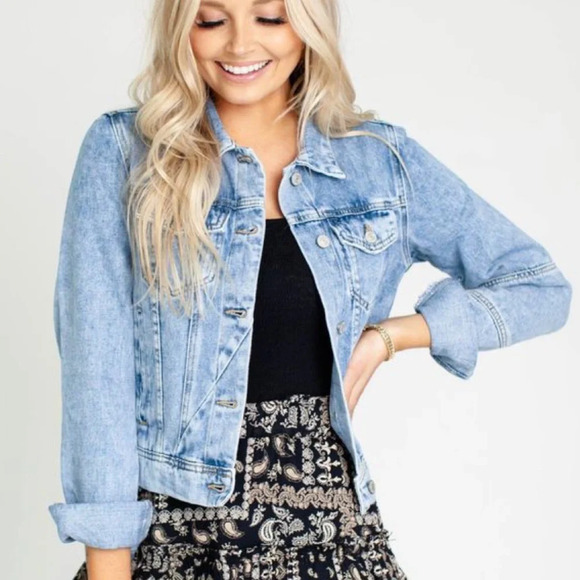 Free People Rumors Cropped Jean Jacket XS - Picture 2 of 16